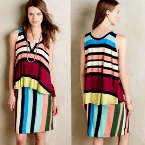 NWT Maeve Anthropologie Davina Rainbow Striped Layered Dress